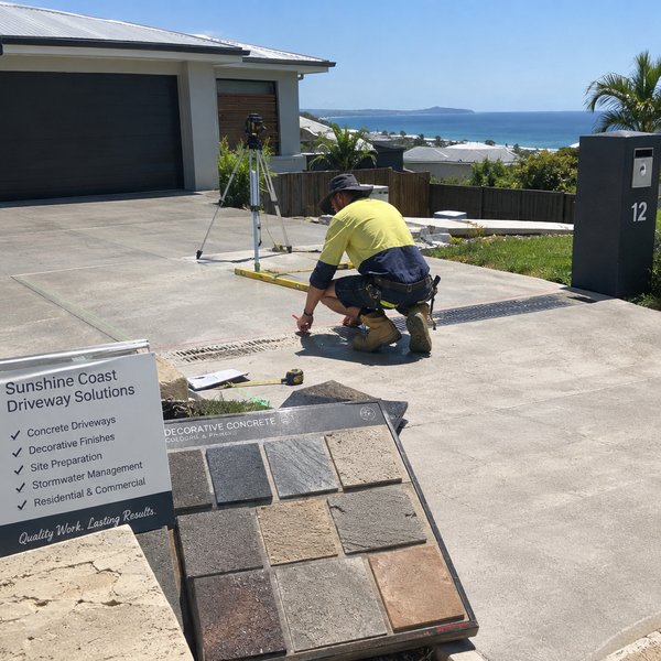 A Frontage That Looks Properly Finished - Coloured, Stamped & Stencilled driveways in the Sunshine Coast